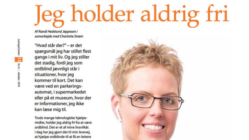 Artikel fra LæringsCentret ang. Ordblindhed - Jeg holder aldrig fri fra at være ordblind - af Randi Hedelund Jeppesen